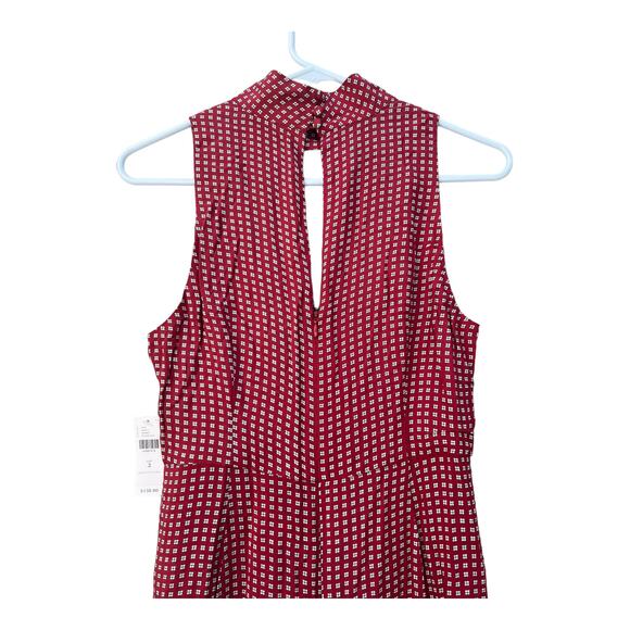 NEW Maeve by Anthropologie Red Patterned Jumpsuit Front Cut-Out Rayon Women's 2 - Picture 7 of 10
